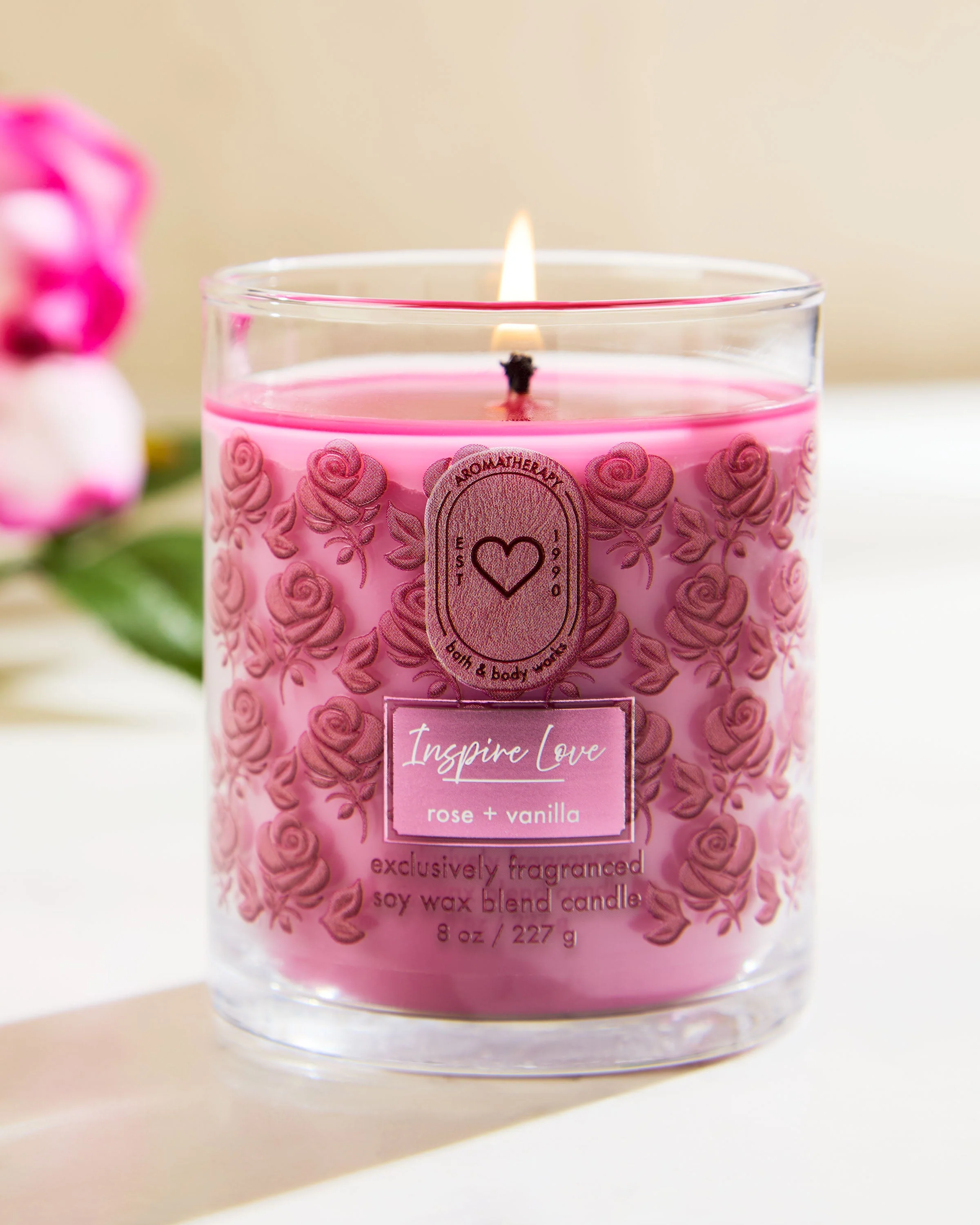 Inspire Love - Rose + Vanilla Single Wick Candle - Image 4